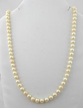 Necklace - silver, pearl - 1960