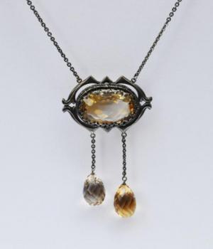 Silver Necklace - silver, citrine - 1935