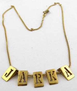 Silver and gilded necklace with the name Jarka